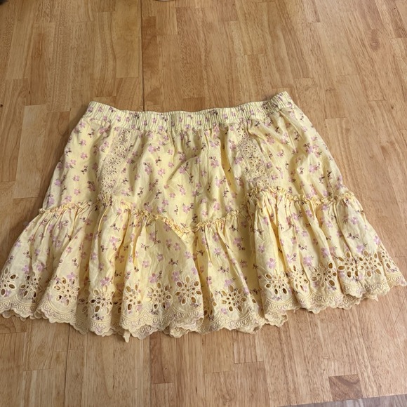 Aeropostale Womens XL Drawstring Floral Skirt - Yellow - Picture 1 of 5
